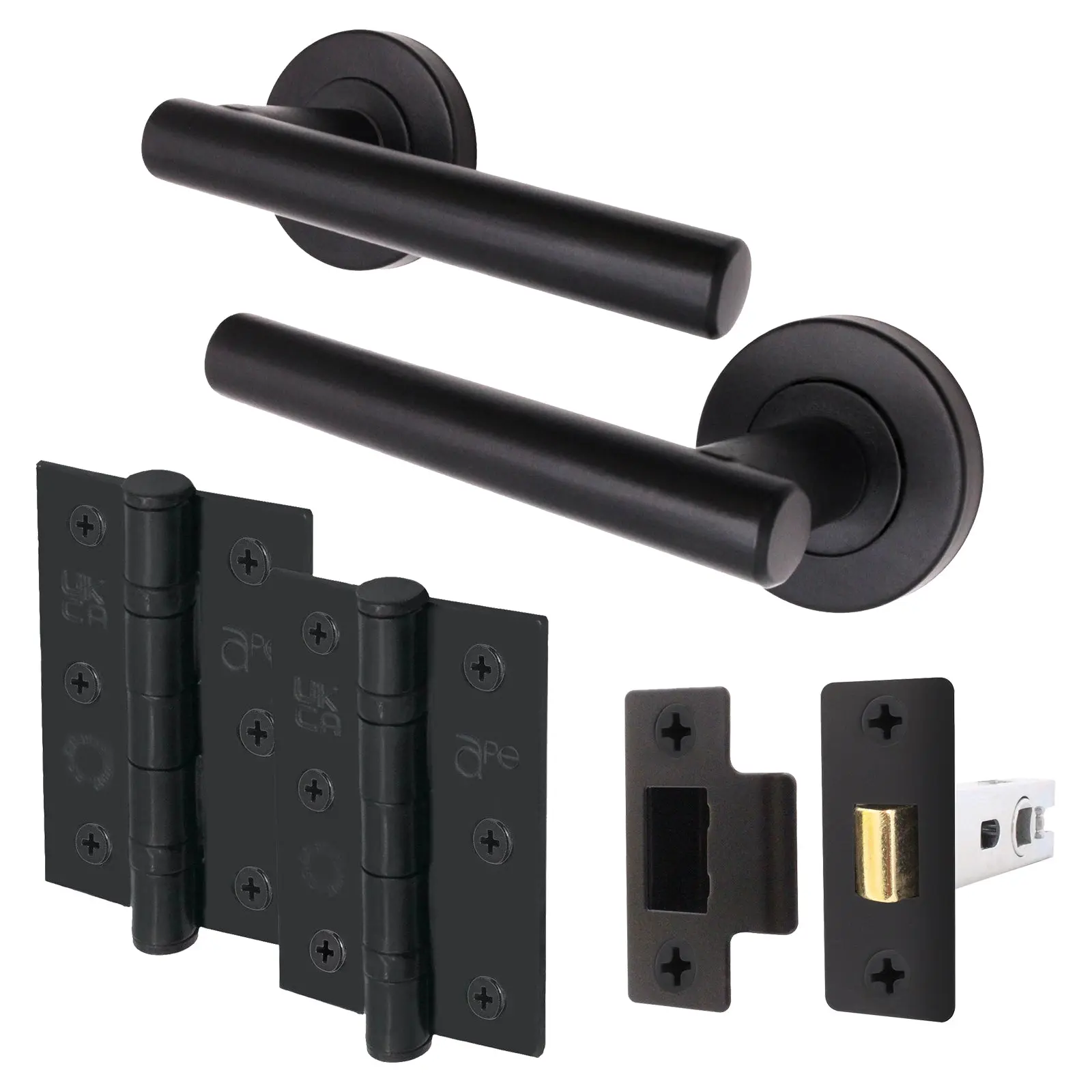 Olbia Matt Black Lever on Rose Door Handle Pack - 76mm Latch