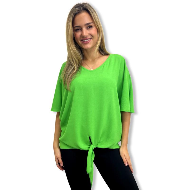 JCUKOUTLET TIE-UP BLOUSES 15 PLAIN COLORS V NECK FLUTTERING BATWING SLEEVES FRONT KNOT PLUS SIZE WOMEN'S FASHION FITS UP TO UK10-20 8