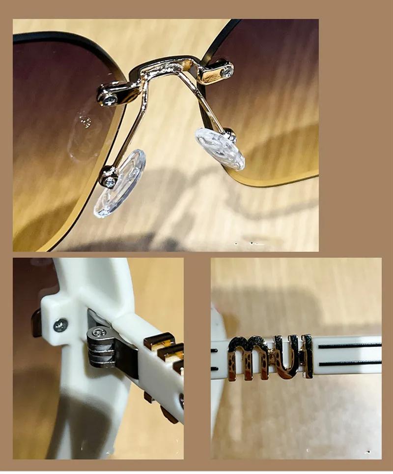 Product Introduction of 2024 new fashion trimmed sunglasses half frame high quality trend simple sunglasses for women with fine glitter (No Case) 4