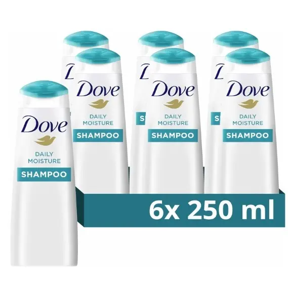 Dove Daily Moisture Shampoo 250ml Pack Of 6  For Everyday Care 10x More Resilient Hair Vegan 0