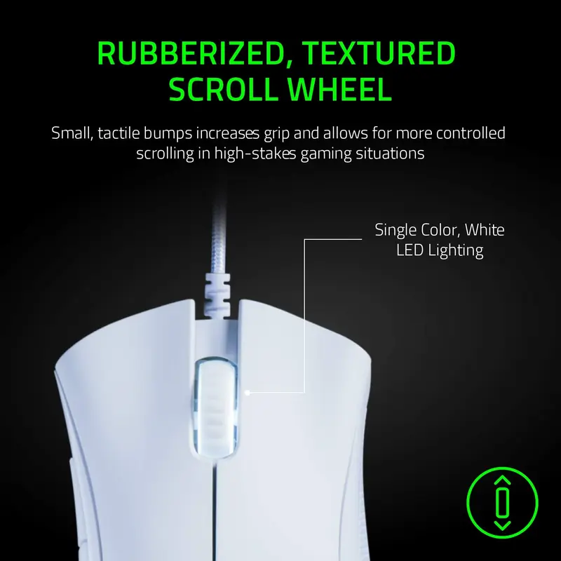 Razer DeathAdder Essential (2021) - Wired Gaming Mouse (Optical Sensor, 6400 DPI, 5 Programmable Buttons, Ergonomic Form Factor) White 4
