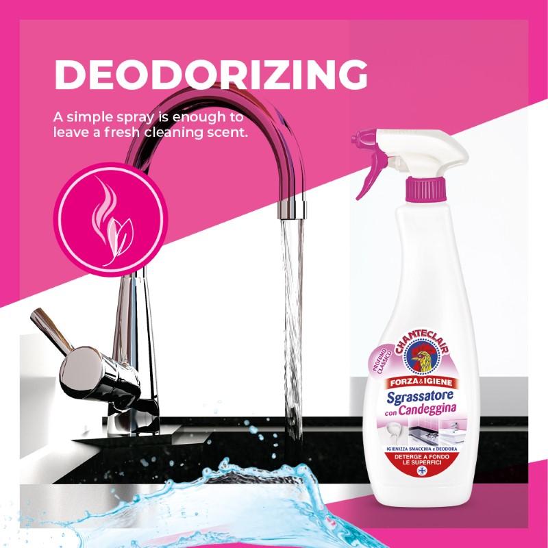 Chanteclair Degreaser with Bleach 625ml Cleaning Household Spray Cloth Kitchen Bathroom Candeggina Sgrassatore 2