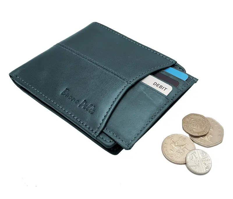 Men's Designer Buono Pelle Quality Leather Wallet Credit Card Coin Purse 3