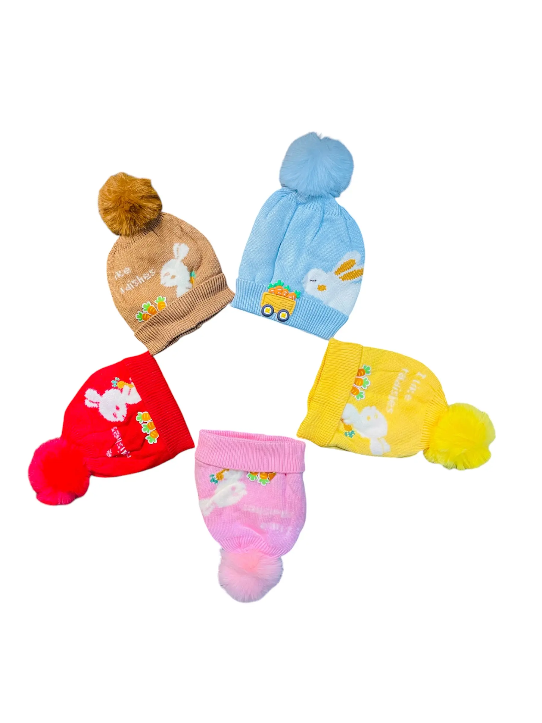 Kid's Wool Cozy Winter Cap- With Beautiful Rabbit Sticker- for 3-9 years