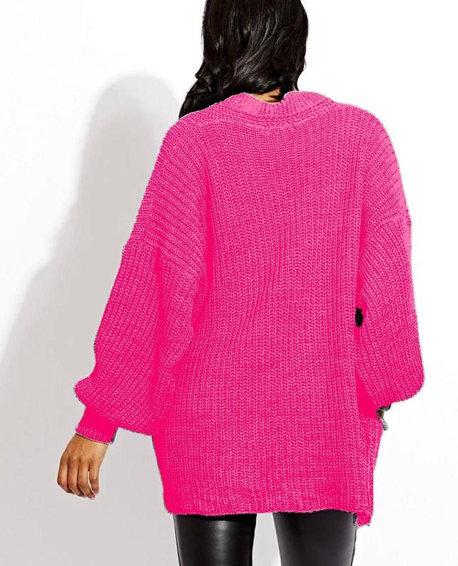 Product Introduction of Women's Oversized Knitted Short Cardigan with Balloon Sleeves - Casual, Clothing Comfortable Knitwear Soft Womenswear 2