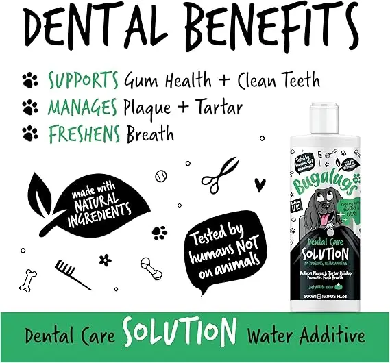 BUGALUGS Dog Breath Freshener Dental Care Water Additive. Clean Teeth, Healthy Gums & Fresh Breath - Natural Dog plaque remover & tartar remover for teeth - No Brushing Needed 4