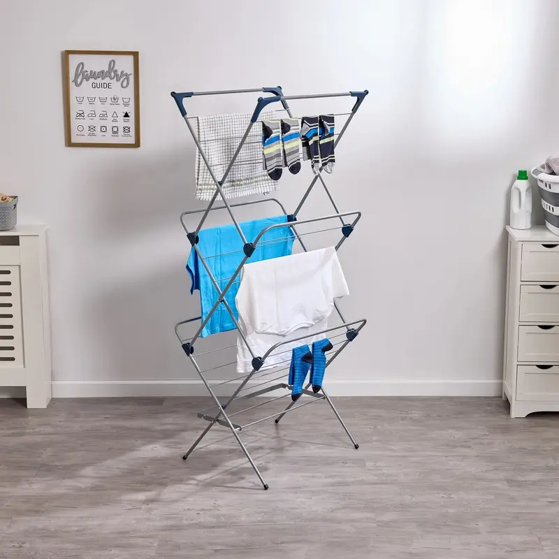 Foldable 3 Tier Clothes Dryer Airer with Metal Lock for Laundry Drying rack Star Steel 3