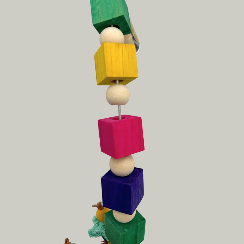 999  Block & Bead Perch Wood Large Parrot Birds Toys Budgie Cockatiel Chew Hanging Swing 3