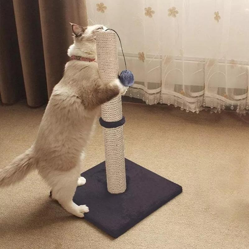 TALL LARGE CAT SCRATCHING POST 74CM STRONG NATURAL SISAL POLE HEAVY DUTY BASE 3