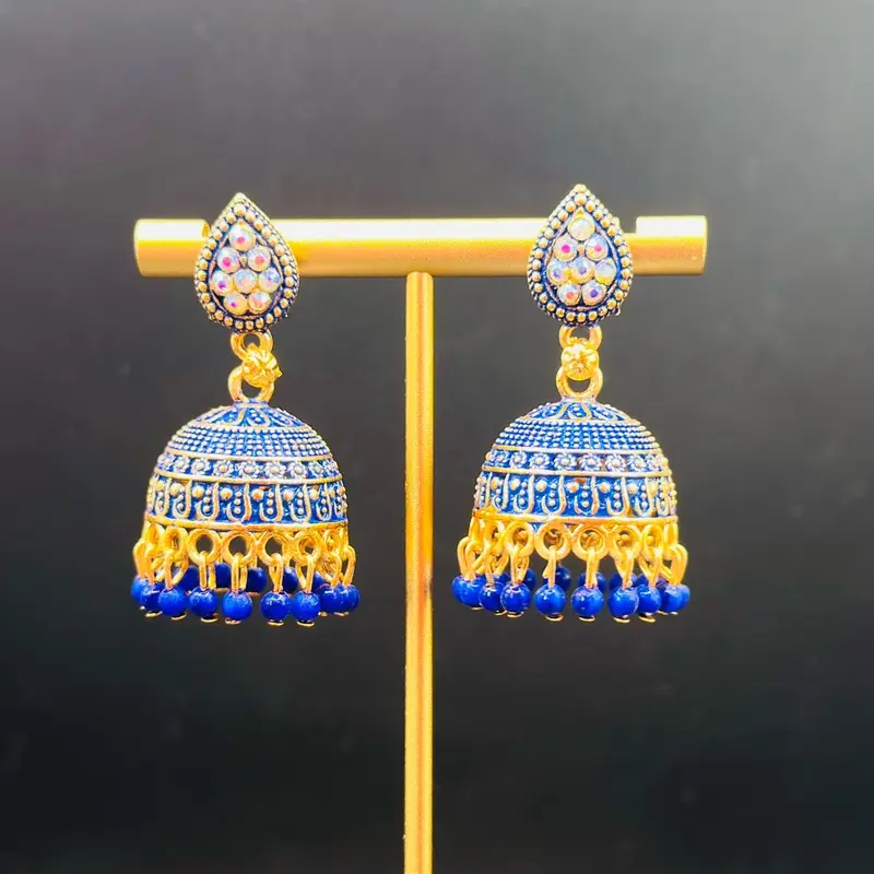 Tear Drop Shaped Dome Jhumka Earrings 3