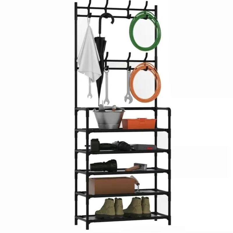 Large Capacity Free Standing Shoe Stand Organizer for Home Entryway, Hallway, and Bedroom Storage - Multi-layer Coat & Shoe Rack 2