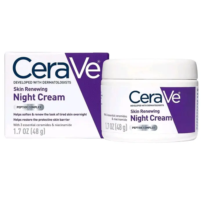 Loreal CeraVe Skin Renewing Night Cream | Niacinamide, Peptide Complex, and Hyaluronic Acid Moisturizer for Face Skin Repair Skincare Comfort Moisturizing | 1.7 Ounce 8