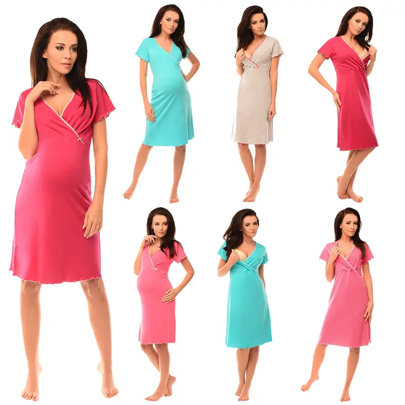 Maternity 2in1 Pregnancy and Nursing V-Neck Nightdress Nightwear 1055n 0
