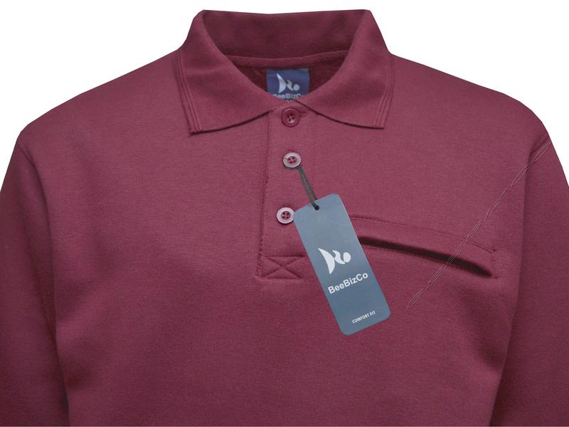 Beebizco Mens Polo Sweatshirt Plain Jumper Top with Zip Pocket Casual M - 6XL 1