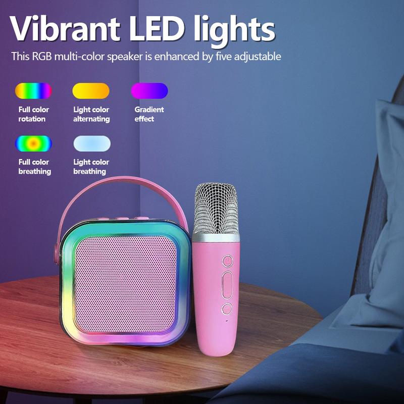 Product Introduction of Karaoke Machine Wireless Bluetooth Karaoke Speaker System RGB Light with 2 Microphones for Home Karaoke Singing Speaker Gift 23