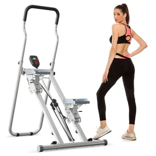 Vertical Climber,CEIEVER Stair Climber with Adjustable Step Range Handlebar & Pedals Foldable Stair Stepper 300LBS Load with LCD Display Vertical Climbing Cardio Exercise Machine for Home and Office