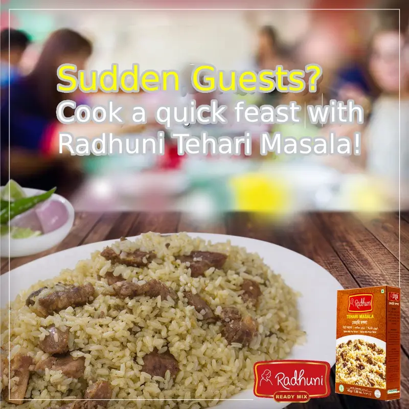 Radhuni Tehari Masala 45gm pre-mixed easy cook spice and masala packet 2