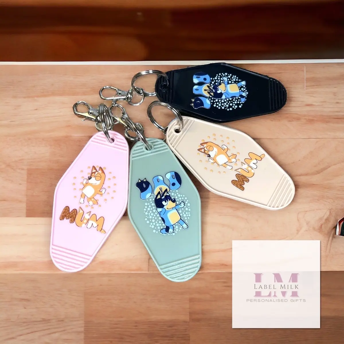 Bluey Keyring for mum and dad - Motel Style, Mum Keyrings, Dad Keyrings key charm