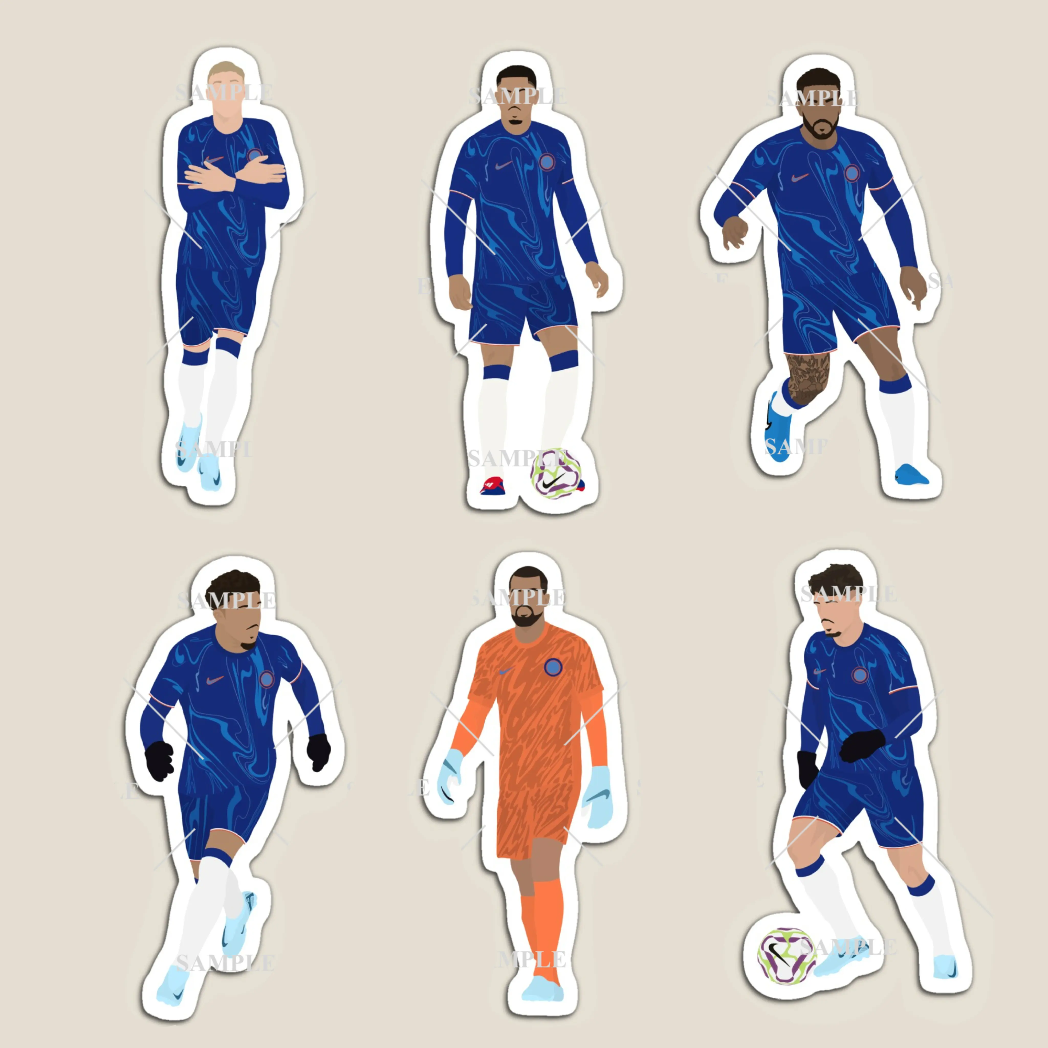 Chelsea Men 2024 Stickers or Magnets (Sancho, Palmer, James, Neto, Colwill & Sanchez)