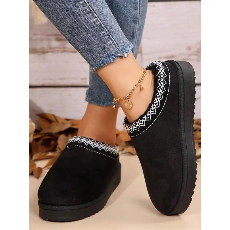 Women's Fashionable Plain Color Home Slippers, Casual Comfortable Home Slippers, Autumn and Winter Indoor and Outdoor Dual-use Warm Slippers