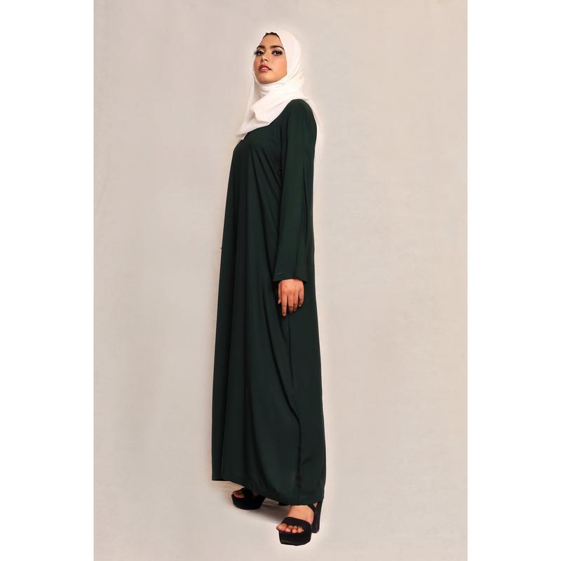 Linen Basic Abaya - Green 1