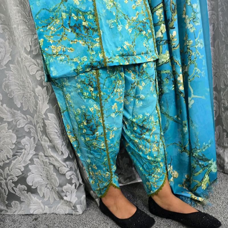 3 PC Marina Suit with Shawl- Kameez and Tulip Shalwar- Traditional Pakistani Suits 4