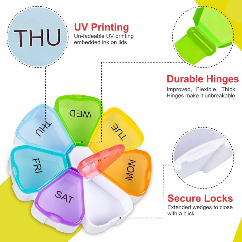 Product Introduction of Portable Weekly Pill Box - Easy to Open 7 Day Premium Quality Tablet Box - Tampons, Comfort 12