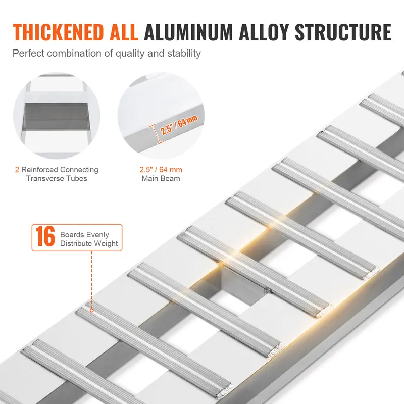 VEVOR 94" x 15" Aluminum Ramps, 6000 LBS Capacity Loading Ramps for Motorcycle/Dirt Bike/Trailer/ATV/UTV/Garden Tractor/Lawn Mower, 2PCS 2