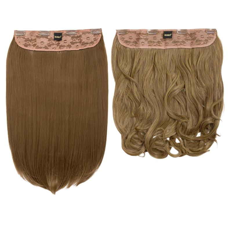 Koko Couture Valentine's Short One Piece Clip in Hair Extension Bundle - 18 Inch Straight and 16 Inch Curly Hairpieces 3