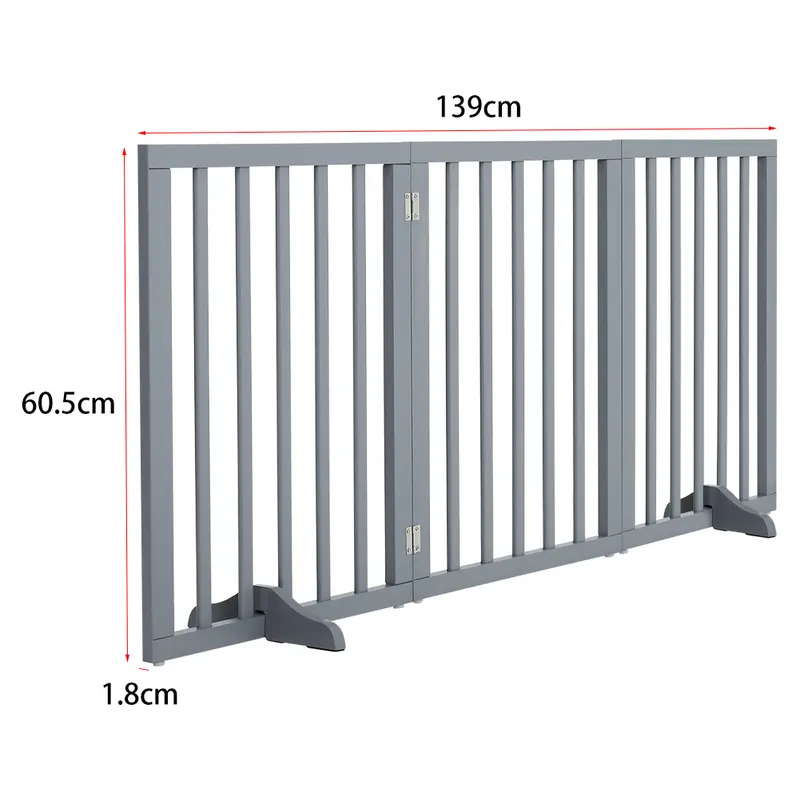 Lushhub Wooden Foldable Freestanding 3/4 Panel Pet Gate 6