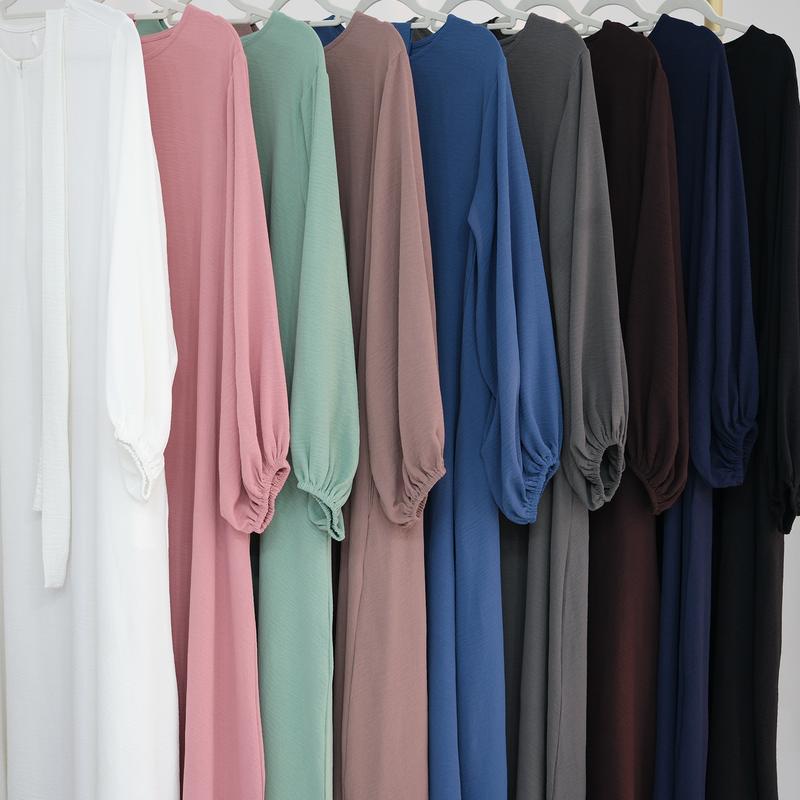 Product Introduction of HS1175 Front Zipper with Pocket Abaya in Crepe Fabric Party Abaya Dress 6