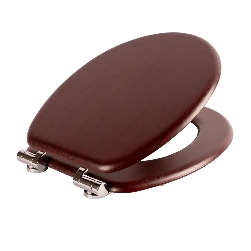 Harbour Housewares Soft Close Wooden Toilet Seat - Mahogany 0