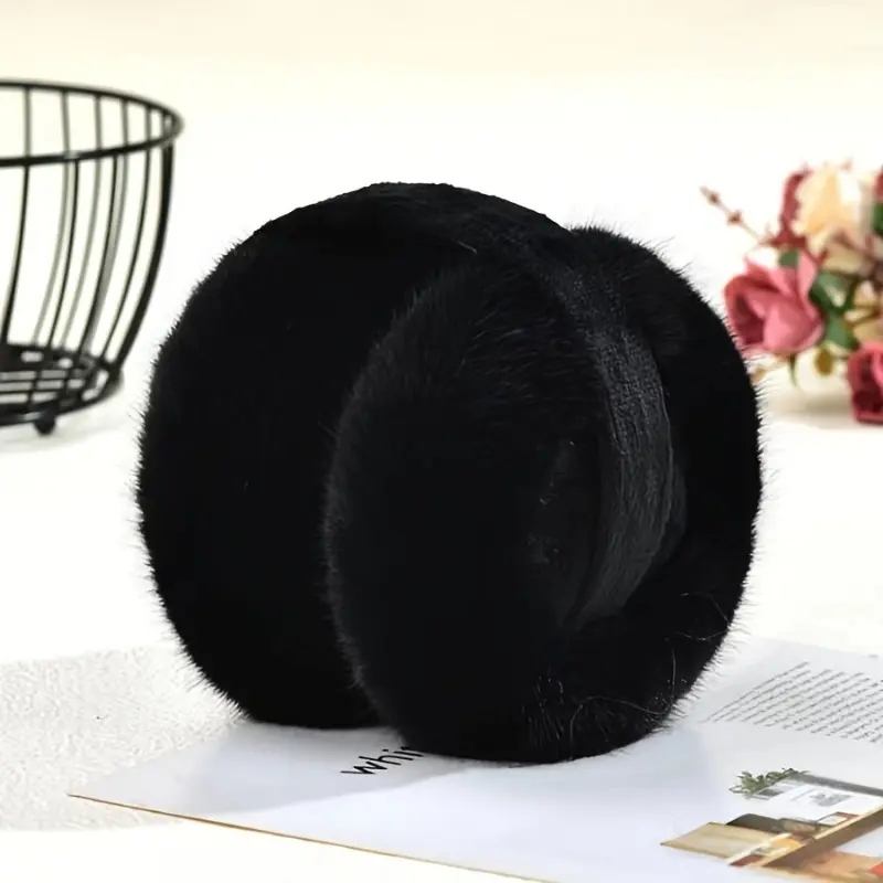 Winter Warm Foldable Earmuffs Solid Color Thick Ear Warmer Coldproof Stretchable Plush Earmuffs For Women & Men 7