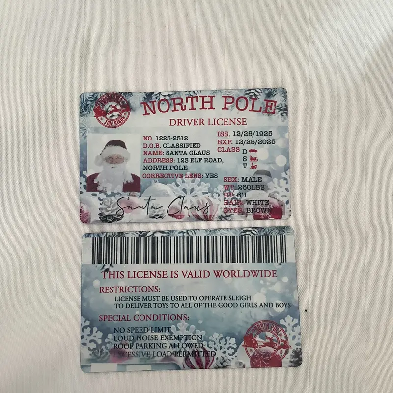 Santa lost licence printed on both sides. 0