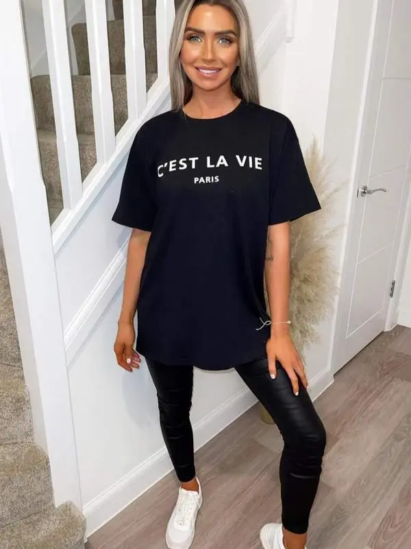 H.O.A Women's Ladies C'esta La Vie Oversized T-Shirt Top
