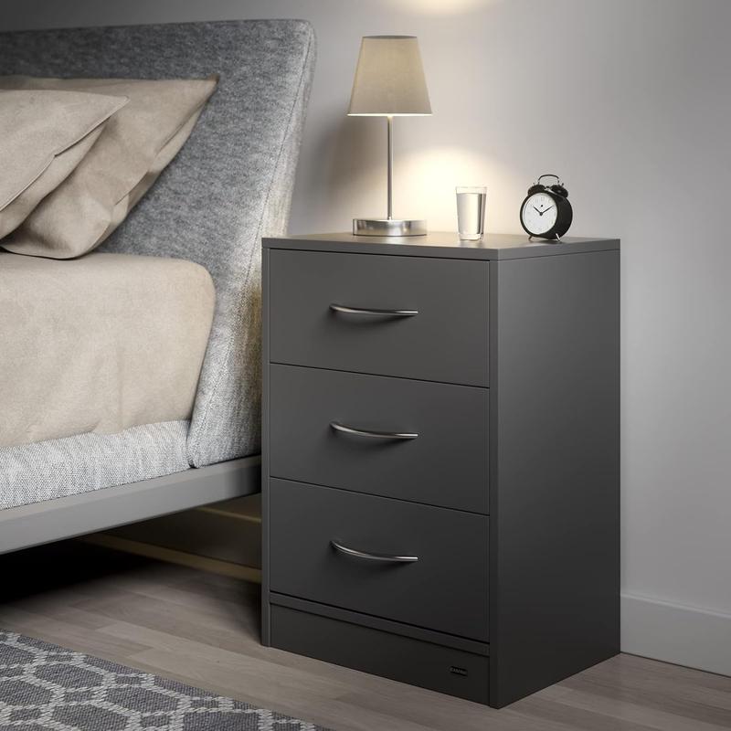 Product Introduction of 3-Drawer Bedside Table | With LED Lighting | Chest Of Drawers | 3 Drawers | Cable Routing Hole | Wall Mounting Option | Bedroom Nightstand | 54x39x28cm | Anthracite Grey 14