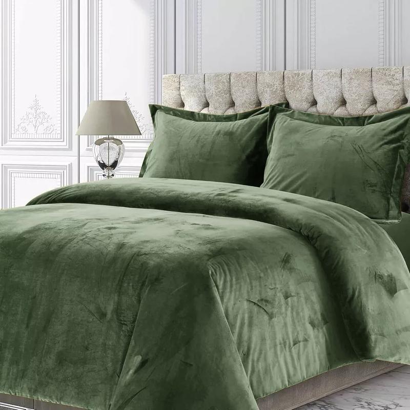 Velvet Quilted Bedspread Bed Throw & Pillow Shams Double King Size Bedding Set 3