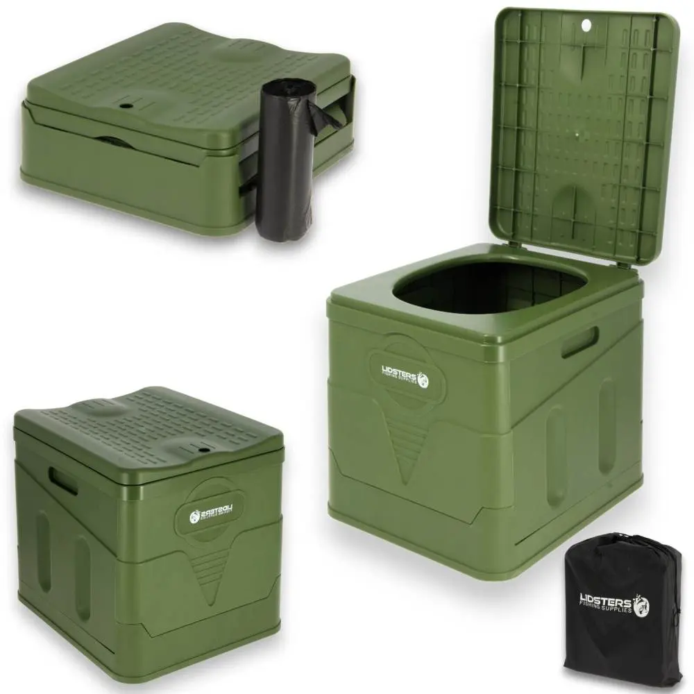 Lidsters Compact PORTA LOO Portable TOILET Foldable Carp Fishing With Bags