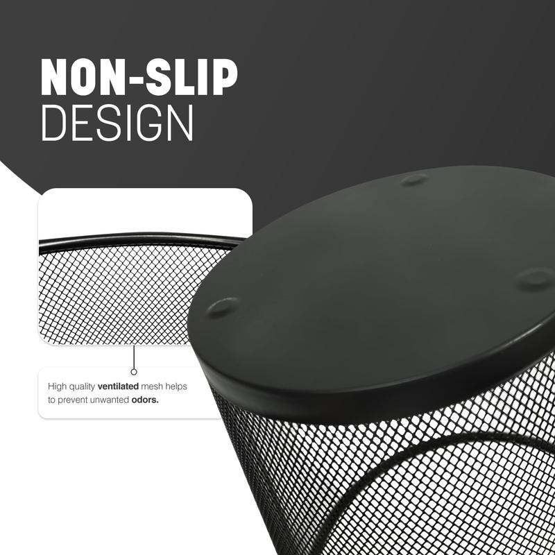 Round Trash Can - Black Non-slip Mesh Bin, Stylish & Sturdy Metal Waste Paper Bin for Home, Bedroom, Office, Bathroom, Living Room & Kitchen - Indoor Garbage Bin with Sleek Design 5