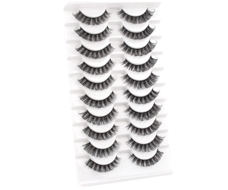 Glowingwin Cat Eyelashes Volume 3D Hybrid Natural Look Fake Russian Strip Lashes 10 Pairs Dramatic Fluffy Handmade Reusable D Curl False Eyelashes 5