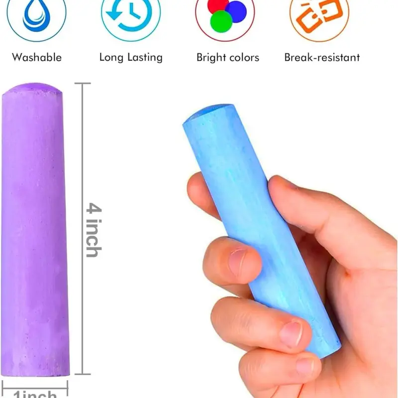 15 PCS Washable Jumbo Sidewalk Chalk Set - Non-Toxic Chalk for Schools, Outdoor Art, Chalkboard & Playground - Jumbo Chalk for Kids' Creative Play, Painting, Writing & Drawing - FL24201 1