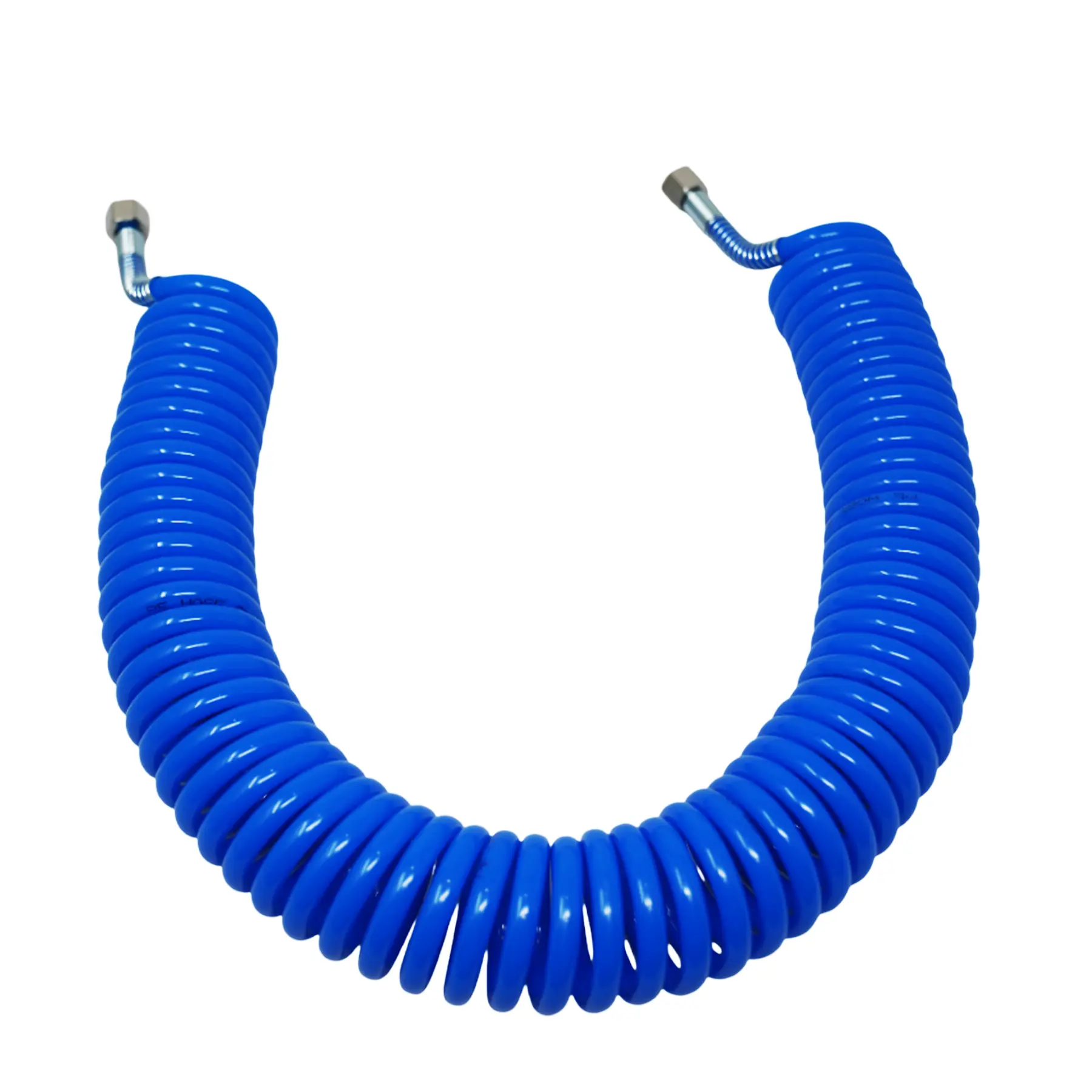 Air Compressor Hose 10m Polyurethane Recoil 1/4" Female Quick Coupler & Plug Max 10 Bar 145 PSI Blue