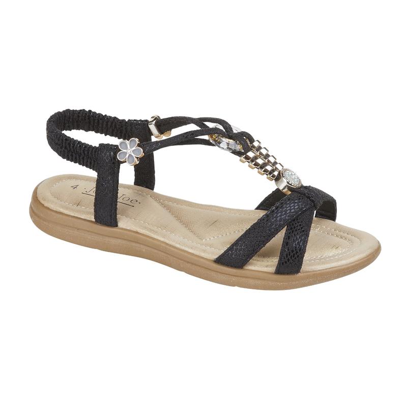 OPHELIA Sandal by Jo & Joe – Jewel and Flower Adorned Summer Sandals with Elasticated Back Strap Walking Shoes Girl 4