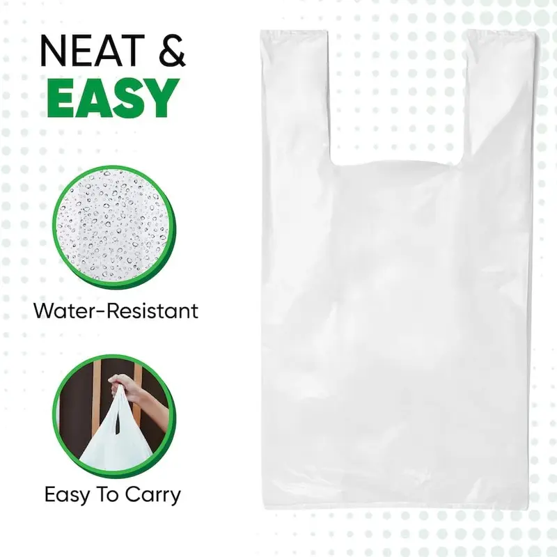 100 White Plastic Vest Style Carrier Bags *CHOOSE YOUR SIZE* | Plastic Carrier Bags With Handles | Plastic Bags for Shopping Groceries Gift Boutique Supermarket Market Stall 11 x 17 x 21 Inch 2