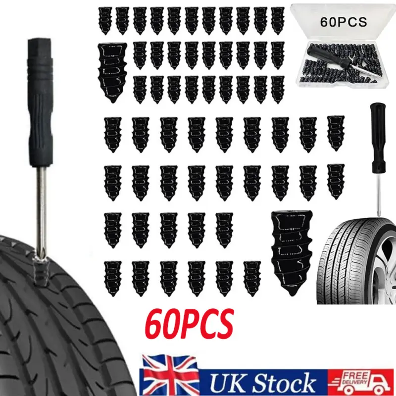 Tire Repair Screw in Rubber Plug Nail Car Tyre Puncture Kit Off-Road Tire 60PCS 0