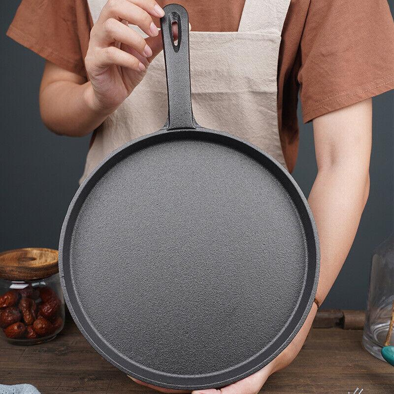 Product Introduction of Black Pre-Seasoned Cast Iron Skillet Frying Pan Griddle BBQ Cooking Pan 26cm 1