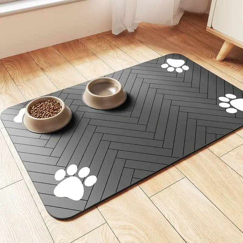 Product Introduction of Pet Feeding Mat-Absorbent Pet Placemat for Food and Water Bowl, with Waterproof Rubber Backing, Quick Dry Water Mat for Dog Cat 0