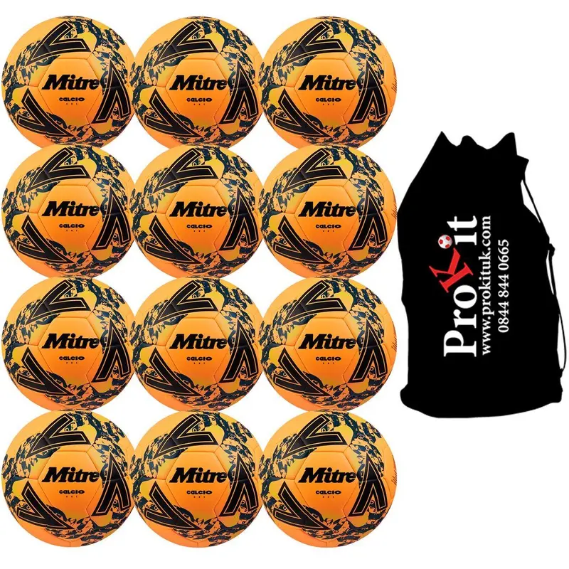 Mitre Calcio One 12 Ball Pack - Fluo Orange/Black/Tidal Teal 1