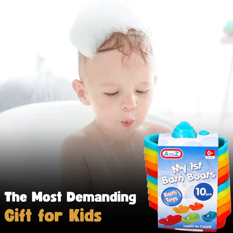 Set of 10 Bath Boats with Numbers for Kids - Perfect for Bath Time Fun 6