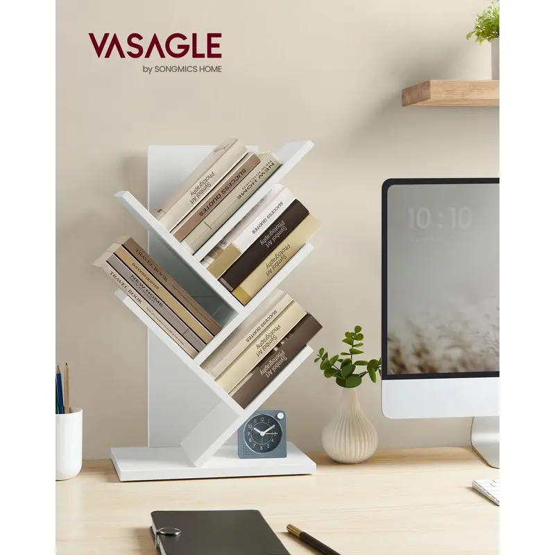 Small White 5 Tier Tree Book Case - Perfect for Home and Office Storage 1